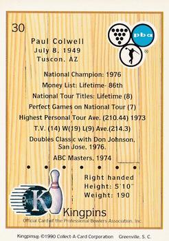 1990 Collect-A-Card Kingpins #30 Paul Colwell Back